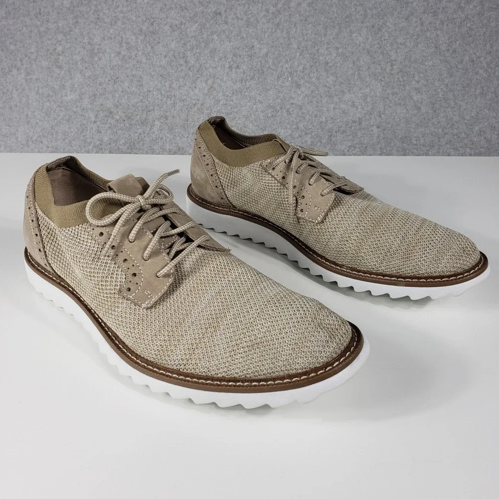 J.Murphy Johnston & Murphy Mens 10.5M Tan‎ Knit Wingtip Oxford Shoes 59-1770